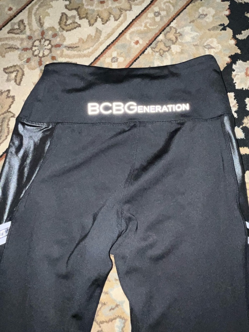 BCBGeneration Black Leggings with White Stripe Side Detail - Picture 6 of 6